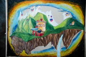 beautiful painting by a river valley student