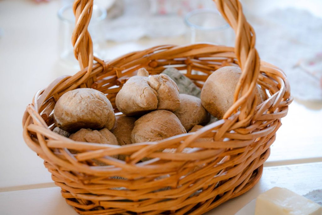 wicker basket filled with bread made by students