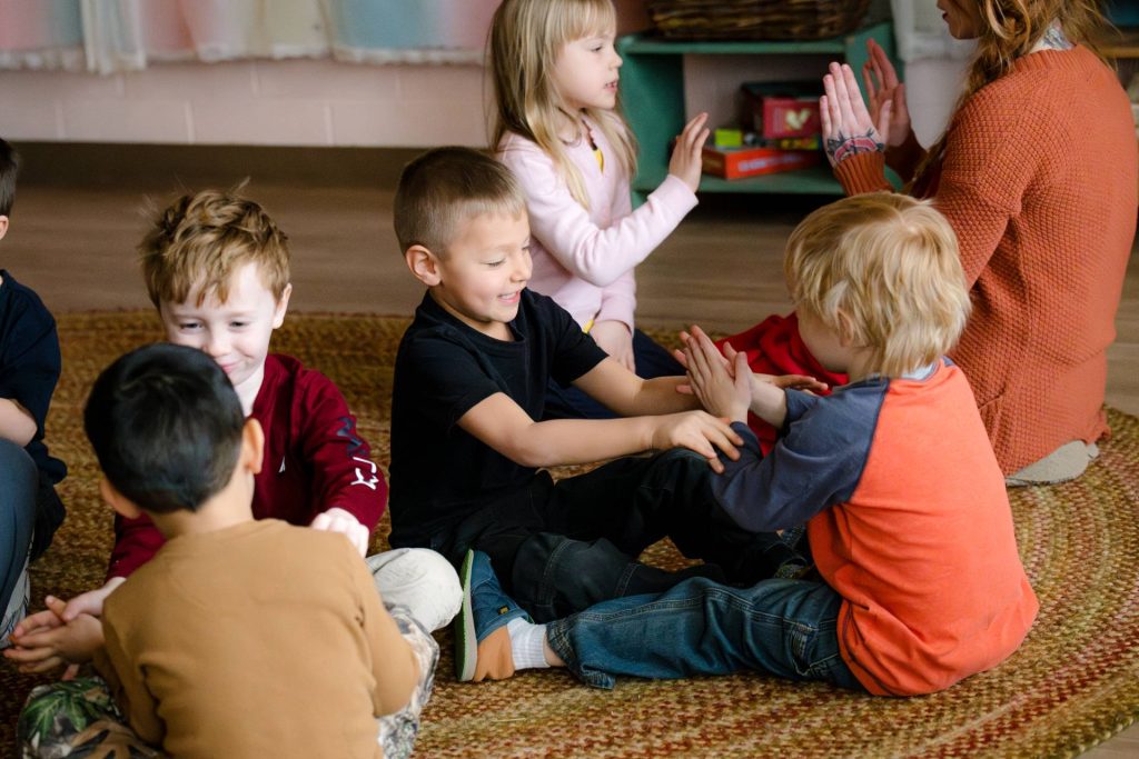 group of young children in early childhood class playing together