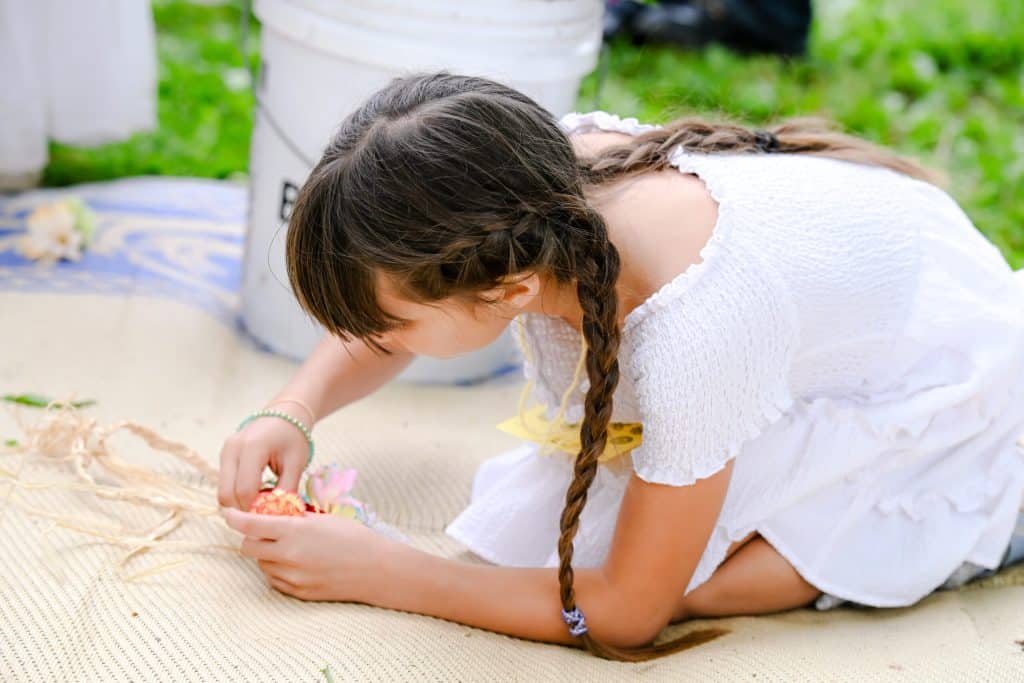 girl doing crafts