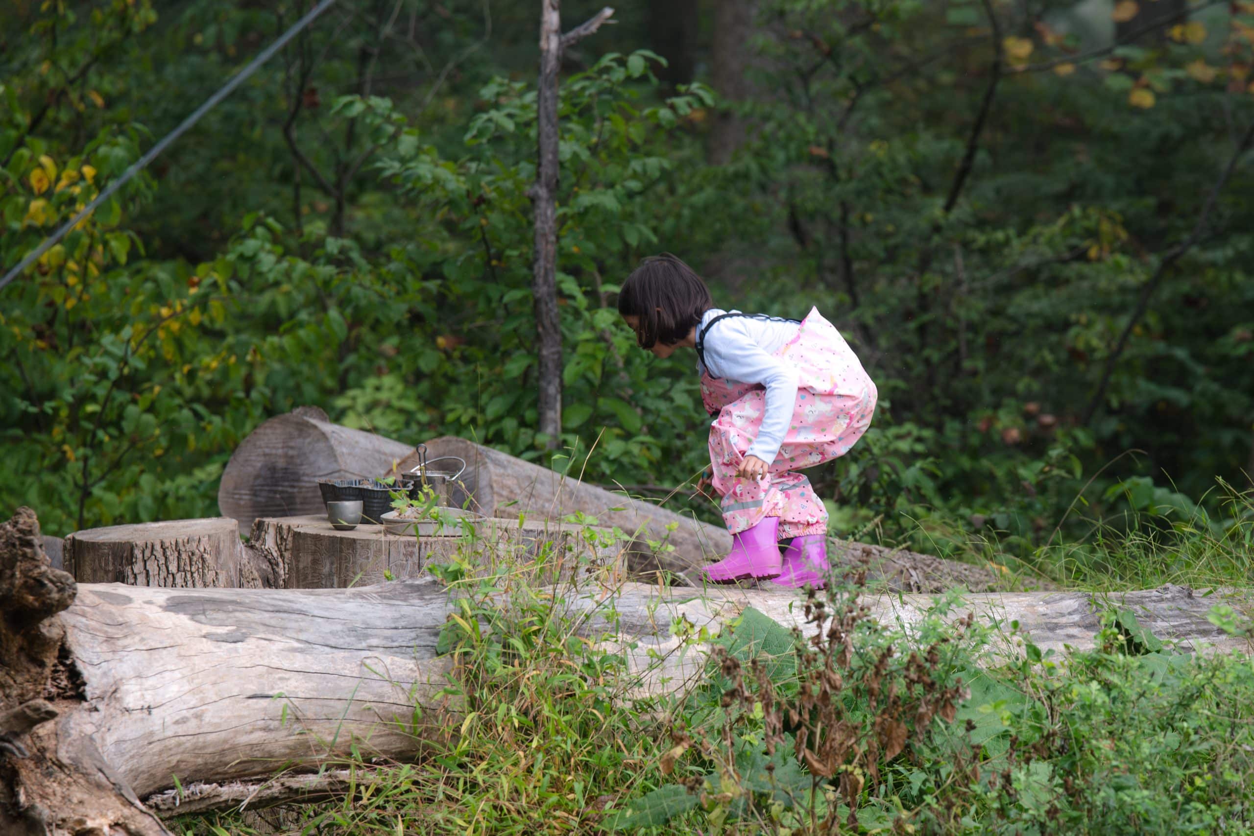 young girl student outside in nature