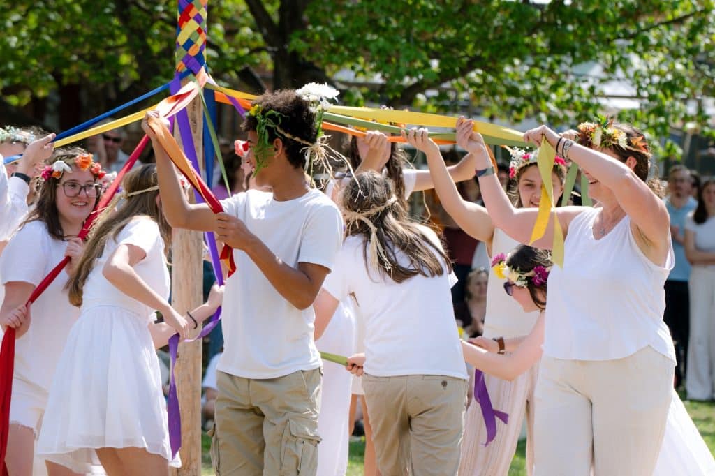 mayfair children dancing around the maypole