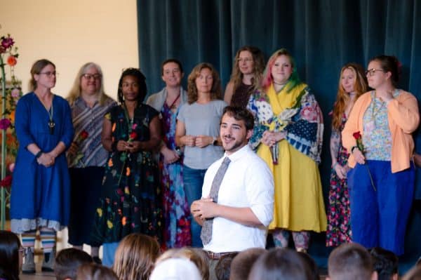 river valley waldorf faculty on a stage